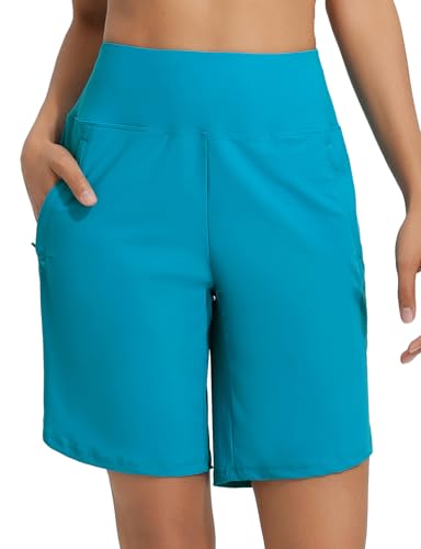 baleaf High Waisted Swim Shorts for Women with Zipper Pockets Knee